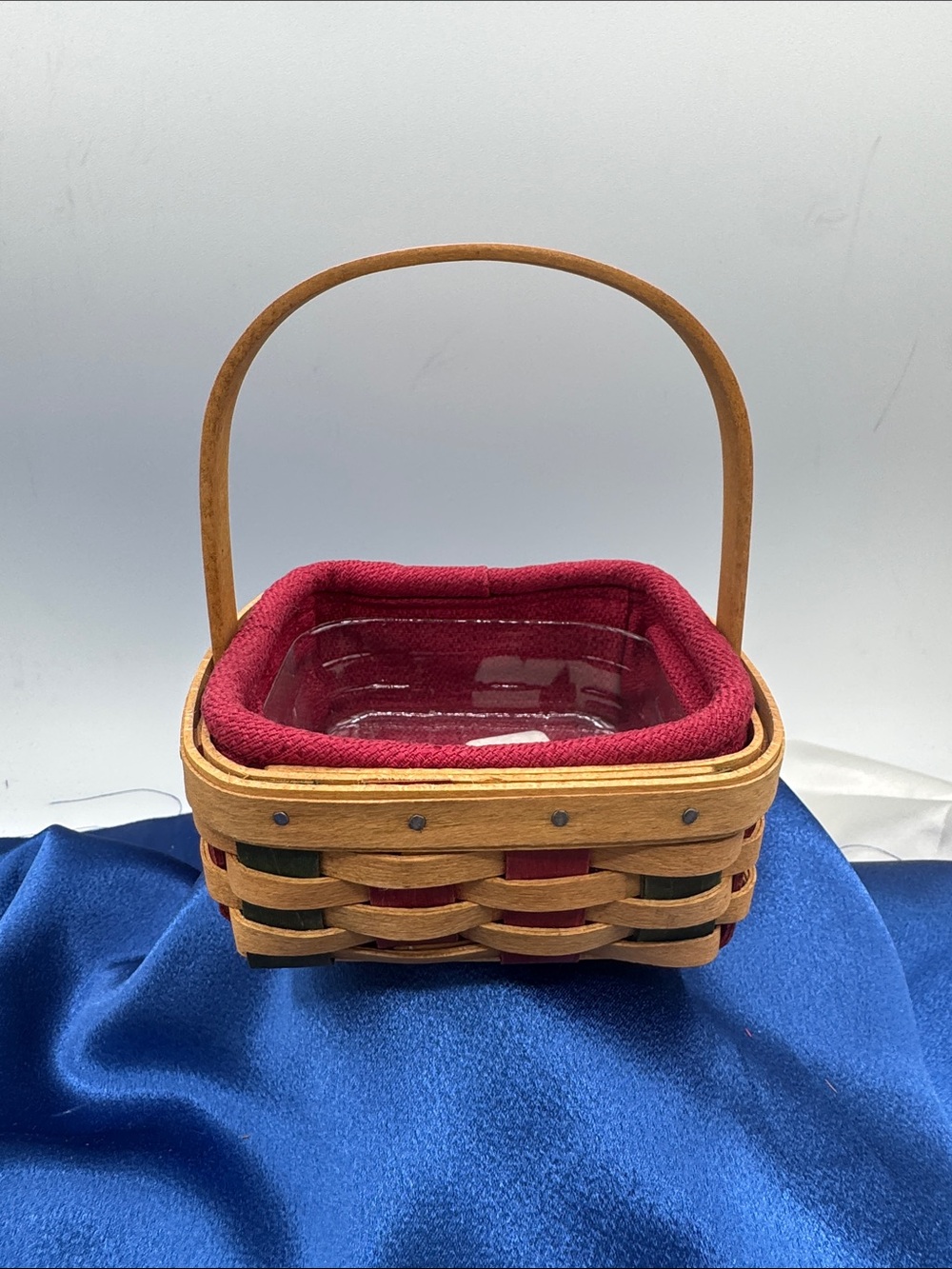 Longaberger 2003 Christmas "Holiday Helper" Basket Combo; liner and protector.